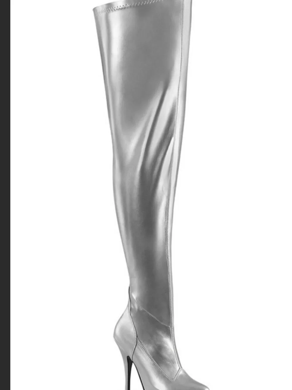 NEW Silver Metallic Thigh High Stiletto Boots